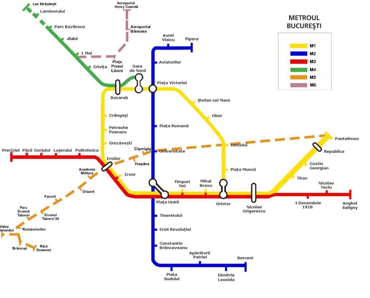 metroo kaart bucharest rumeenia